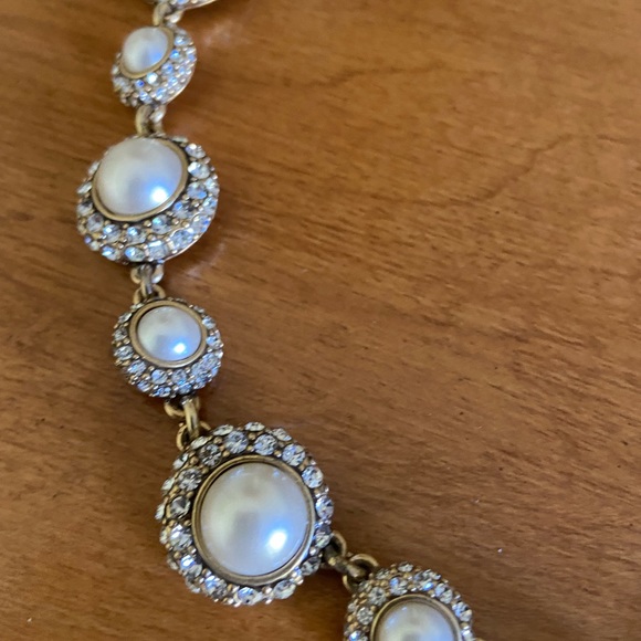 J Crew Gold Pearl and Crystal Necklace - Picture 2 of 6